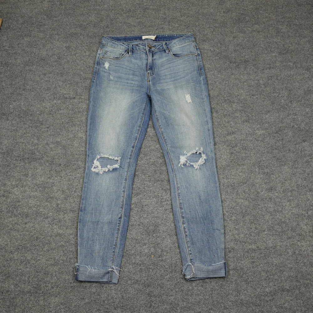 Unpublished Jeans Women 30 Blue Distressed Skinny Leg Raw Hem Denim